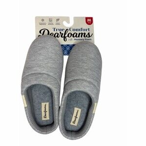 Dearfoams Slippers Womens Size 7-8 Gray Rib Knit Clog Memory Foam